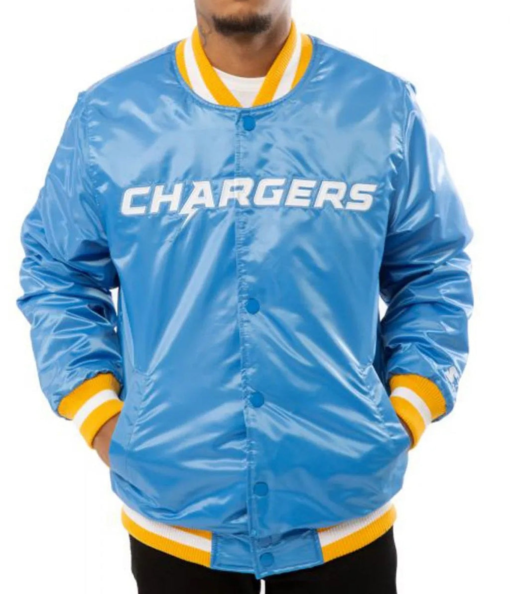 LA Chargers Bomber Blue And White Jacket USA Jackets