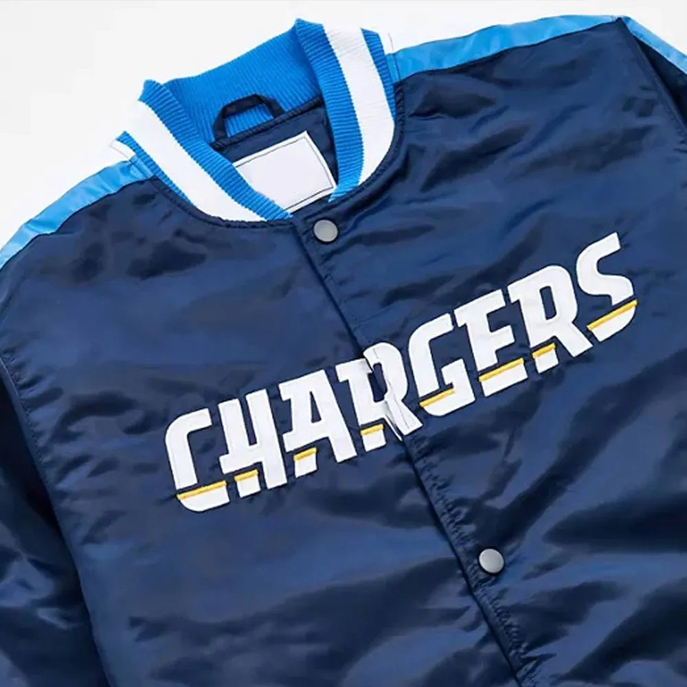 Los Angeles Chargers Striped Navy Blue Satin Jacket USA Jackets