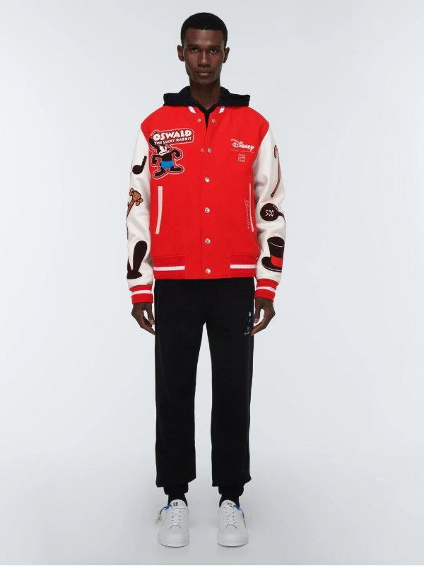 Givenchy - x Disney® leather-trimmed wool-blend varsity jacket Shopotiny