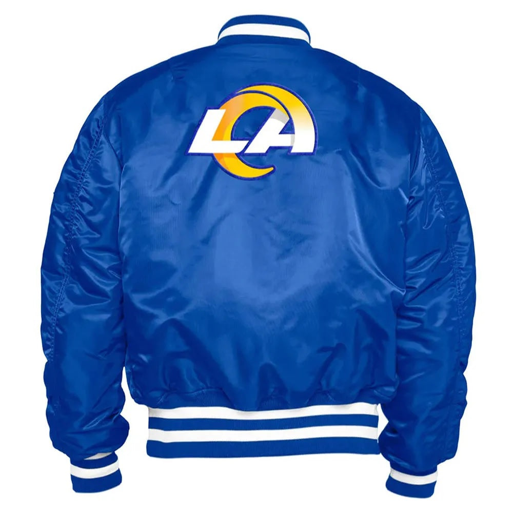 LA Rams Bomber MA-1 Royal Satin Jacket USA Jackets