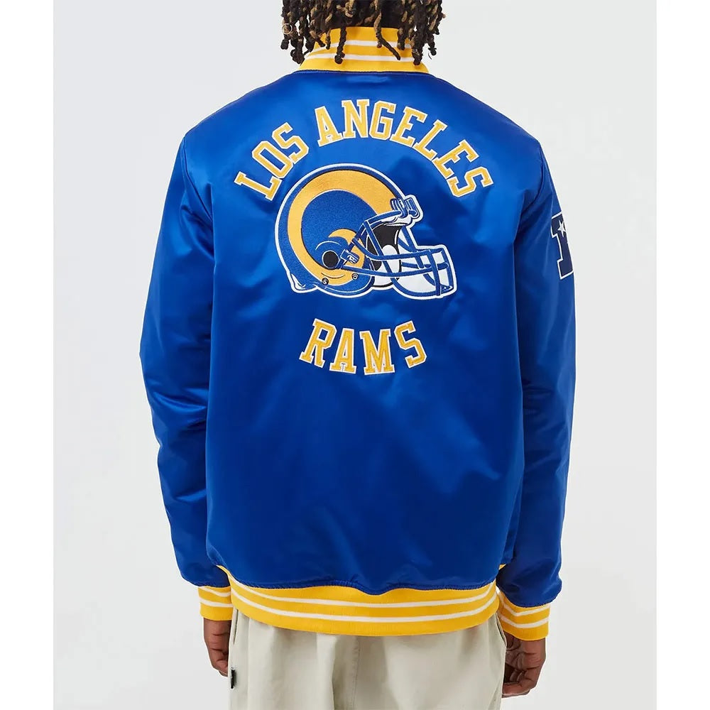 LA Rams Heavyweight Blue Satin Jacket USA Jackets