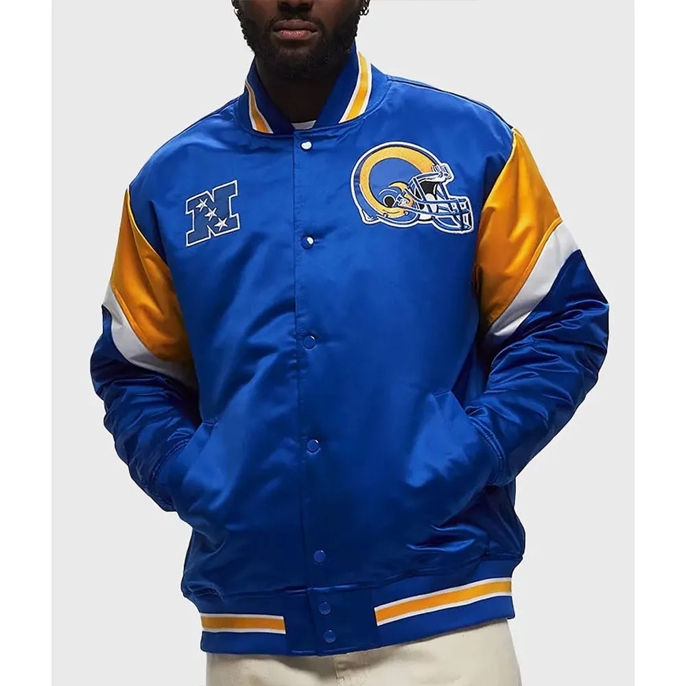 LA Rams Heavyweight Royal Satin Jacket USA Jackets