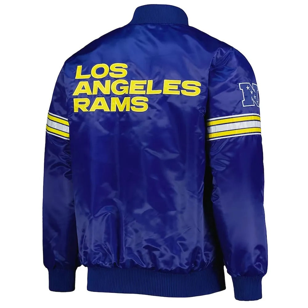 LA Rams Pick and Roll Blue Satin Jacket USA Jackets