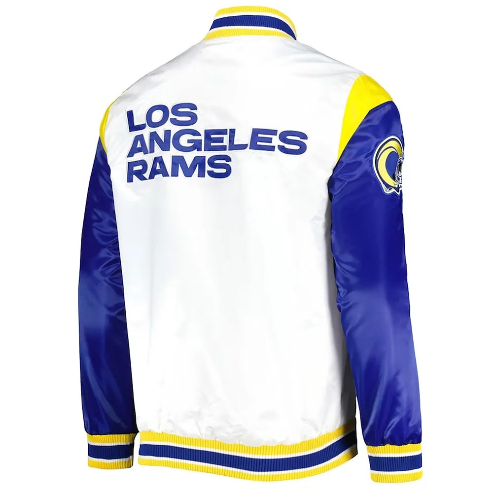 LA Rams Throwback Warm Up Pitch Varsity Satin Jacket USA Jackets