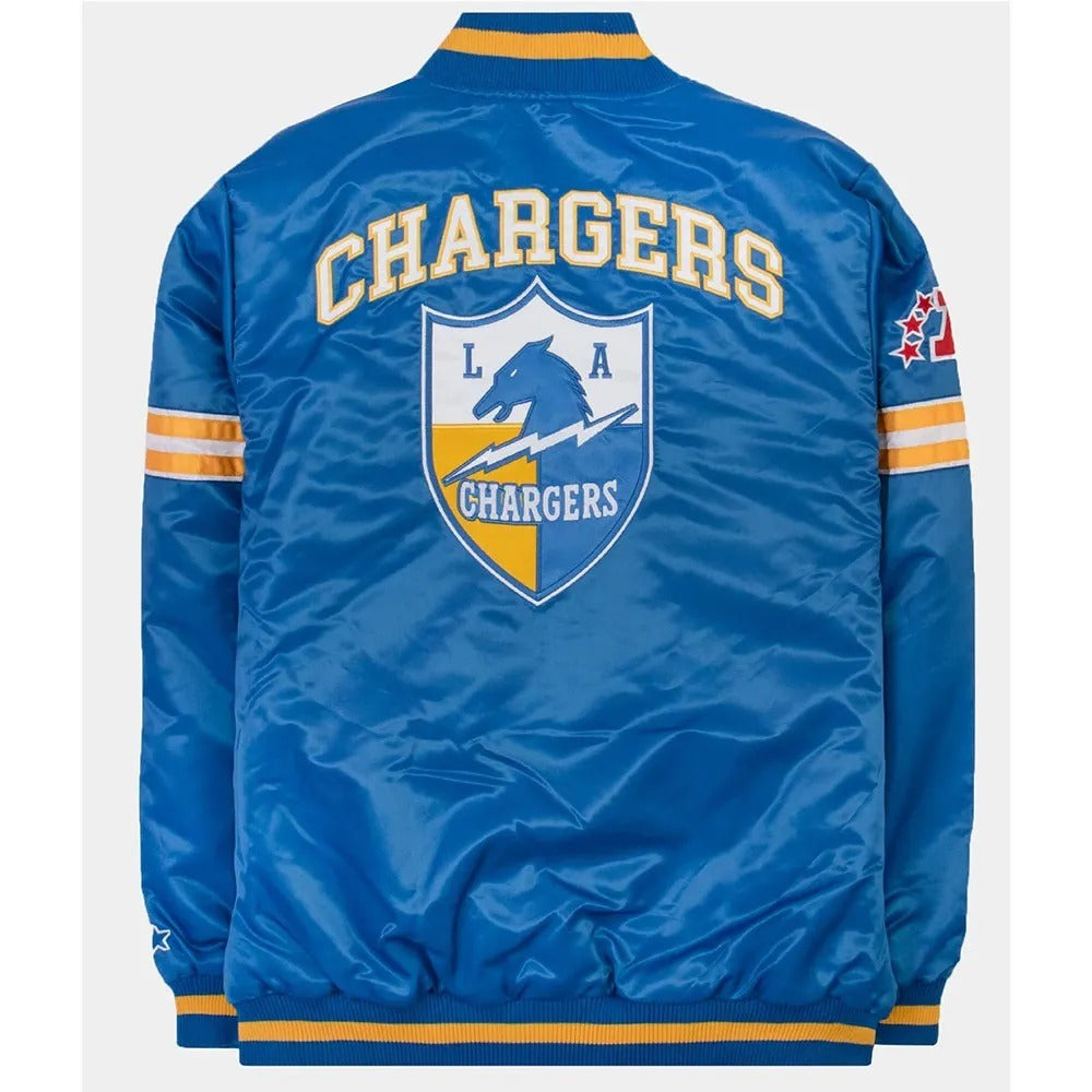 LA Chargers 30th Anniversary Blue Satin Varsity Jacket USA Jackets
