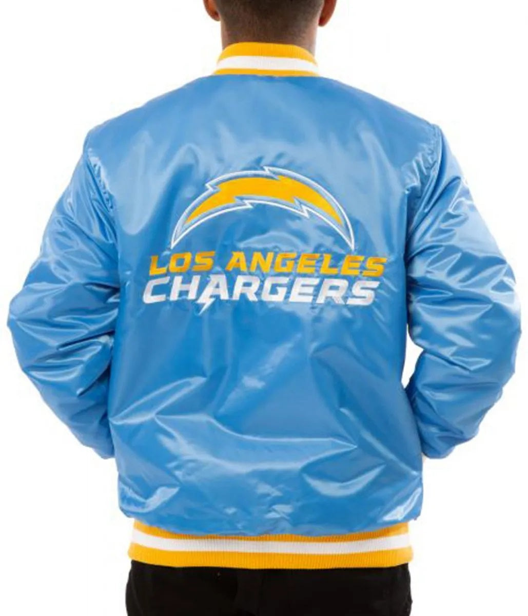 LA Chargers Bomber Blue And White Jacket USA Jackets