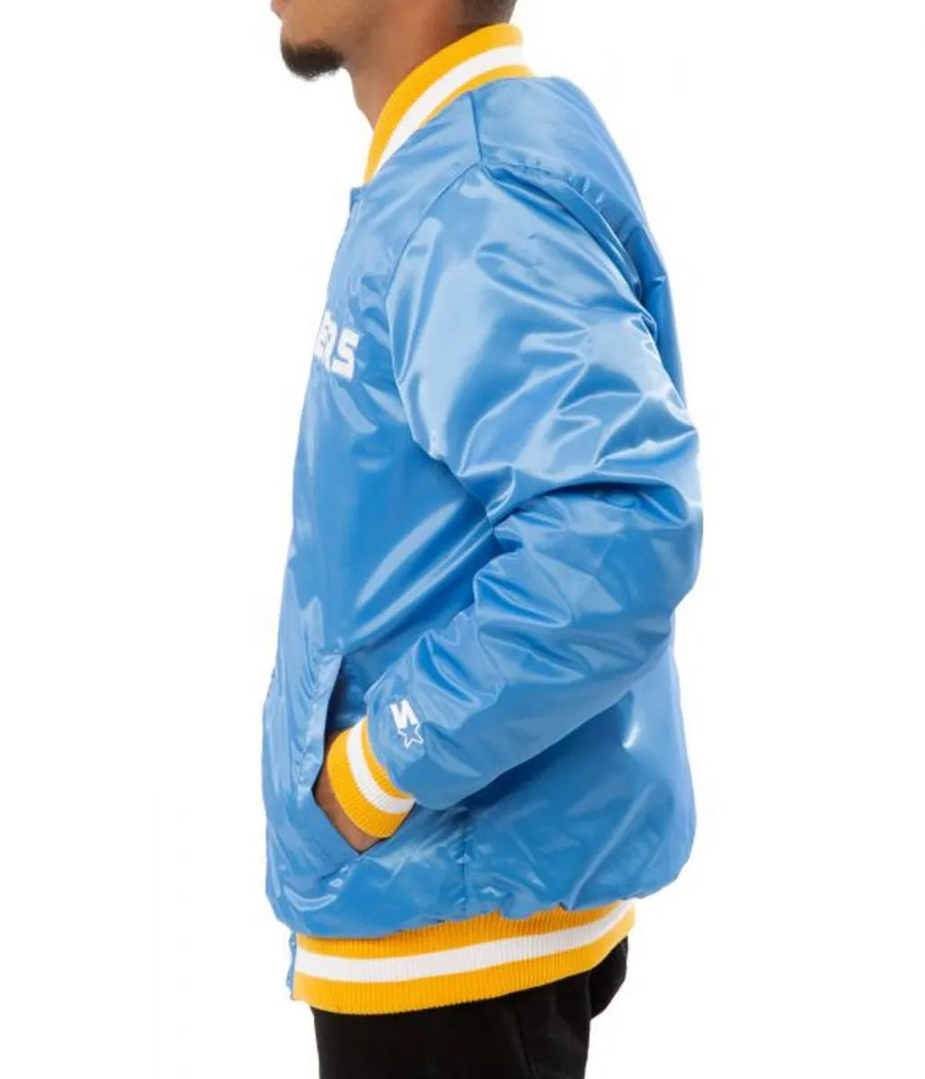 LA Chargers Bomber Blue And White Jacket USA Jackets