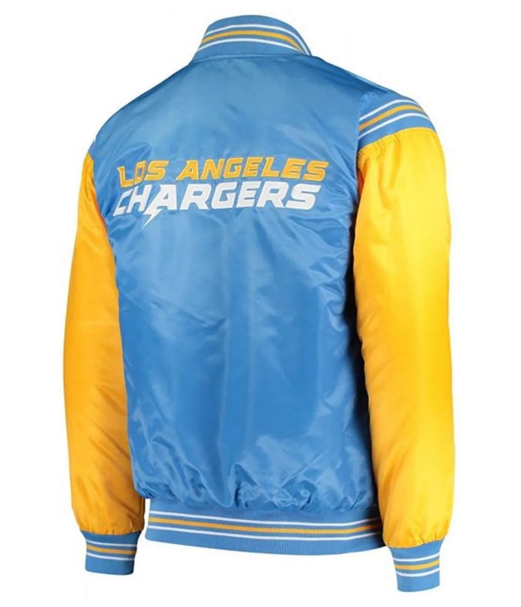 LA Chargers Light Blue and Yellow Satin Jacket USA Jackets