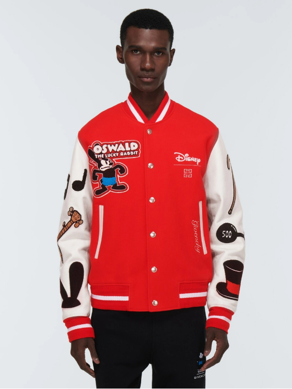 Givenchy - x Disney® leather-trimmed wool-blend varsity jacket Shopotiny