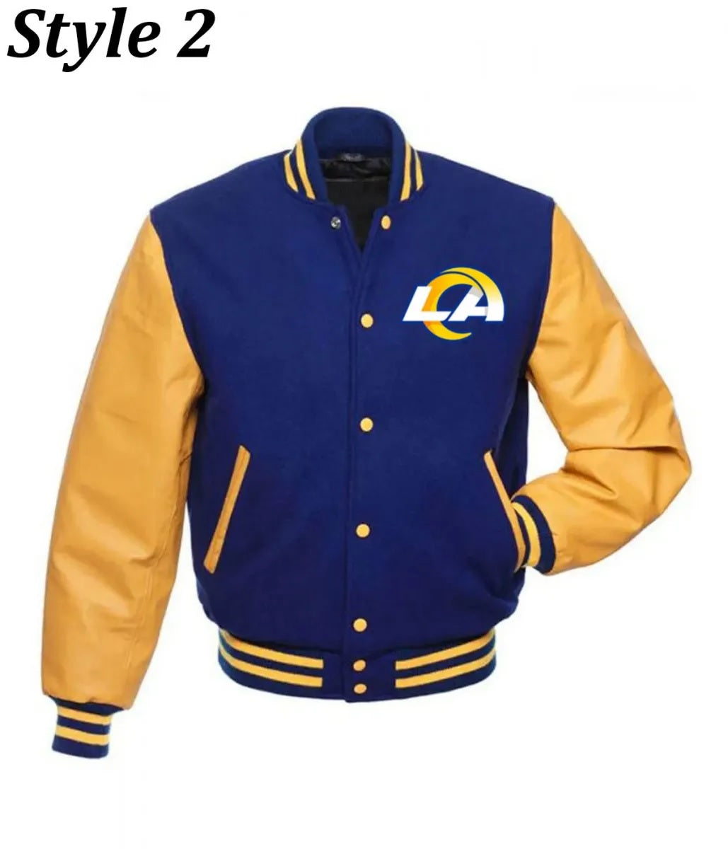 LA Rams Blue and yellow Varsity Jacket USA Jackets