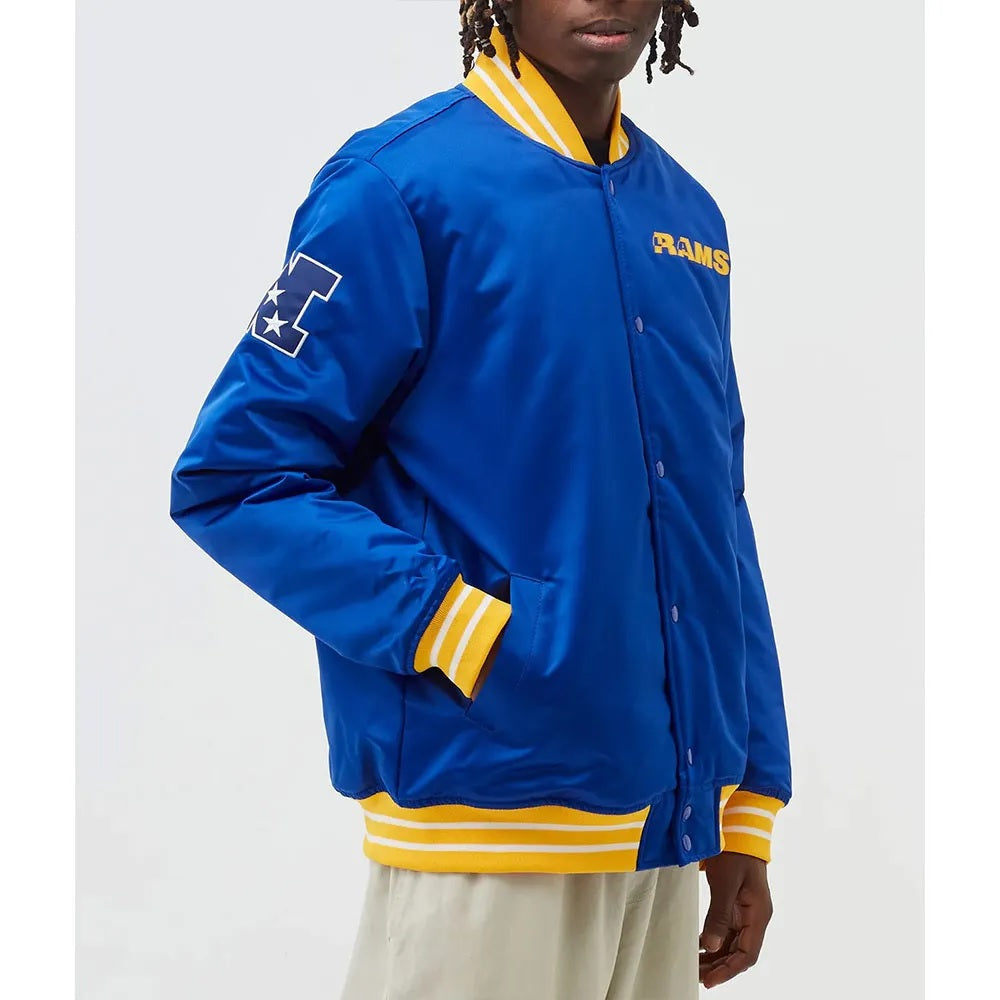 LA Rams Heavyweight Blue Satin Jacket USA Jackets