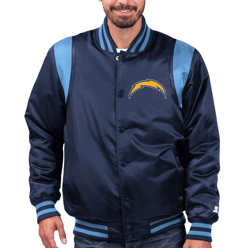 LA Chargers The Prime Blue Satin Jacket USA Jackets