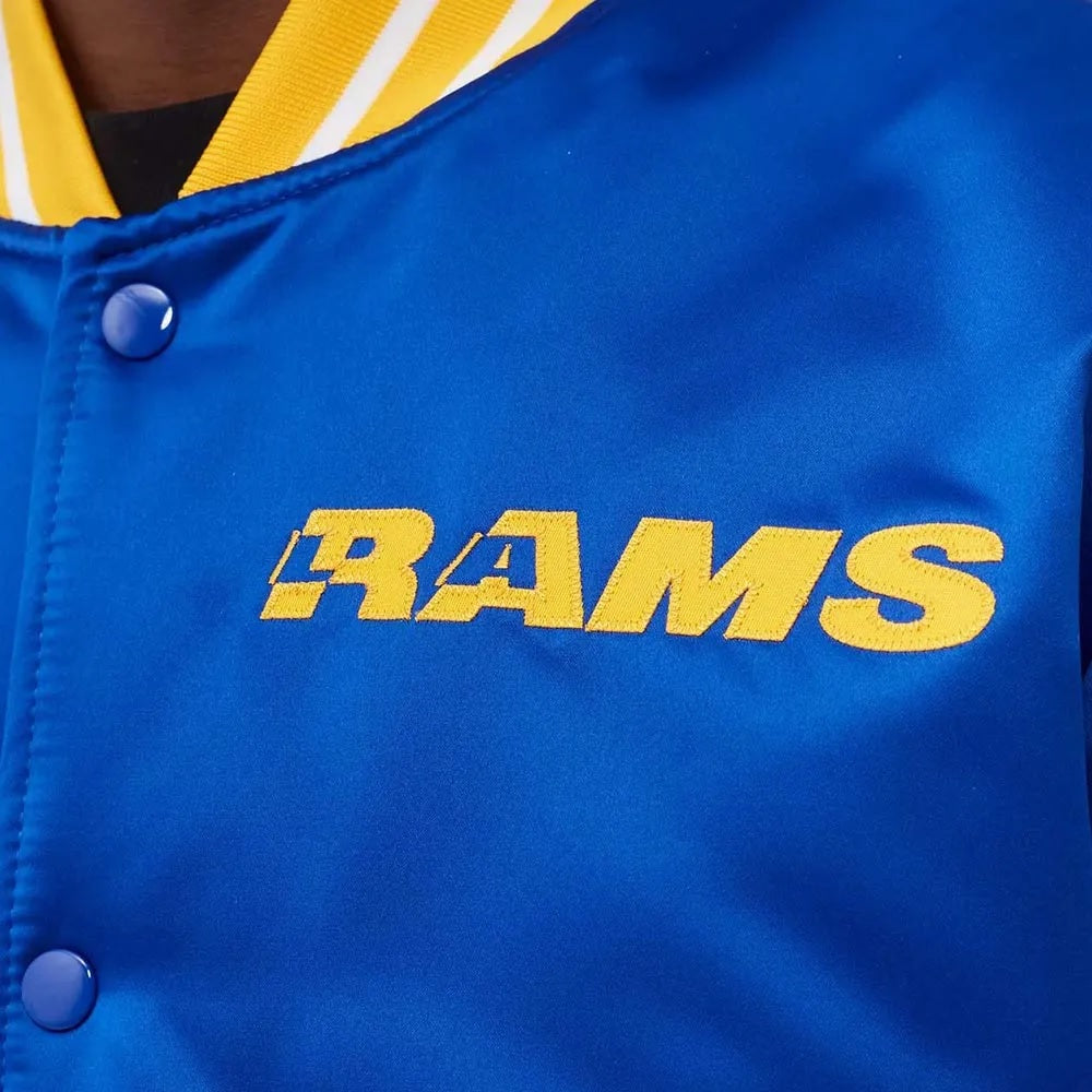 LA Rams Heavyweight Blue Satin Jacket USA Jackets