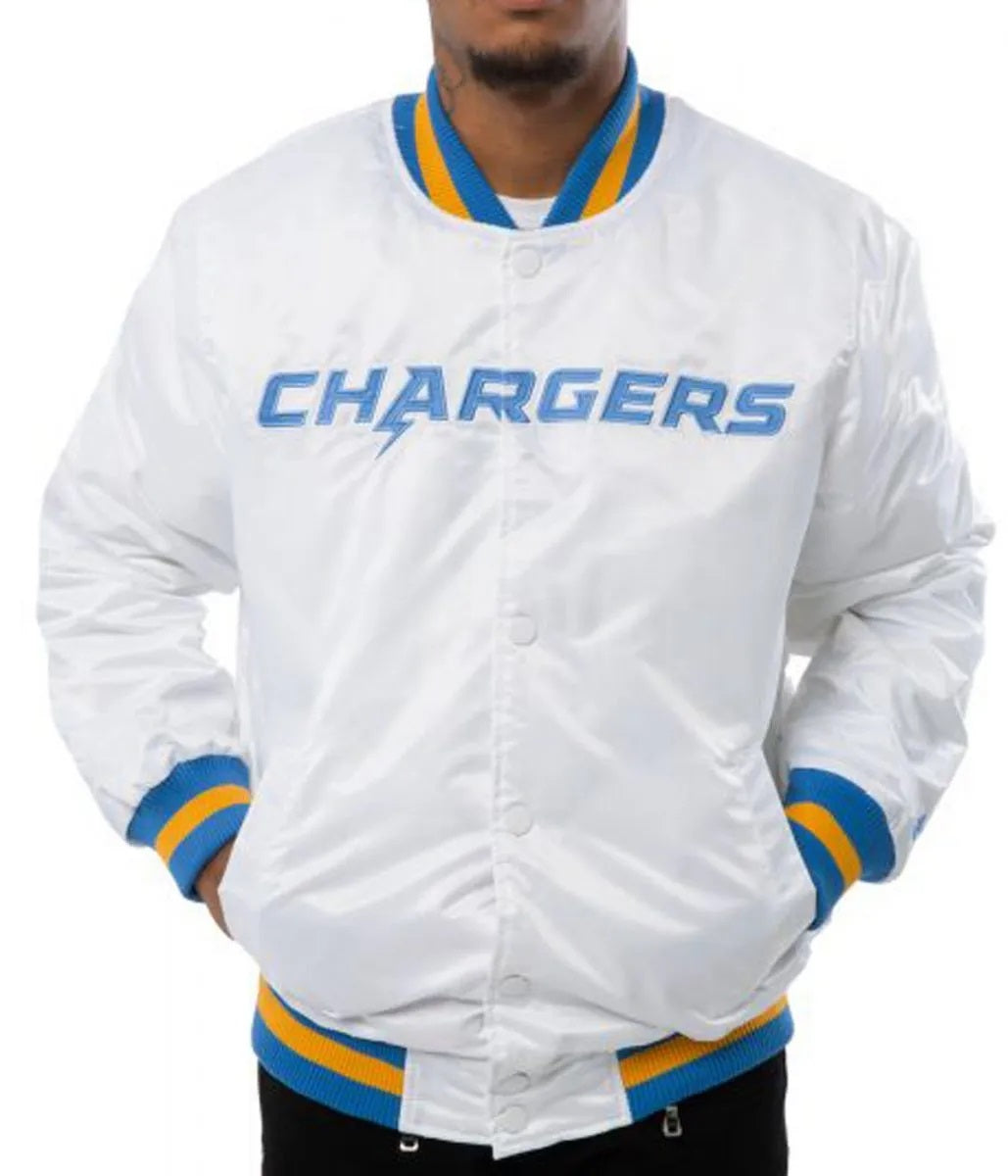 LA Chargers Bomber Blue And White Jacket USA Jackets
