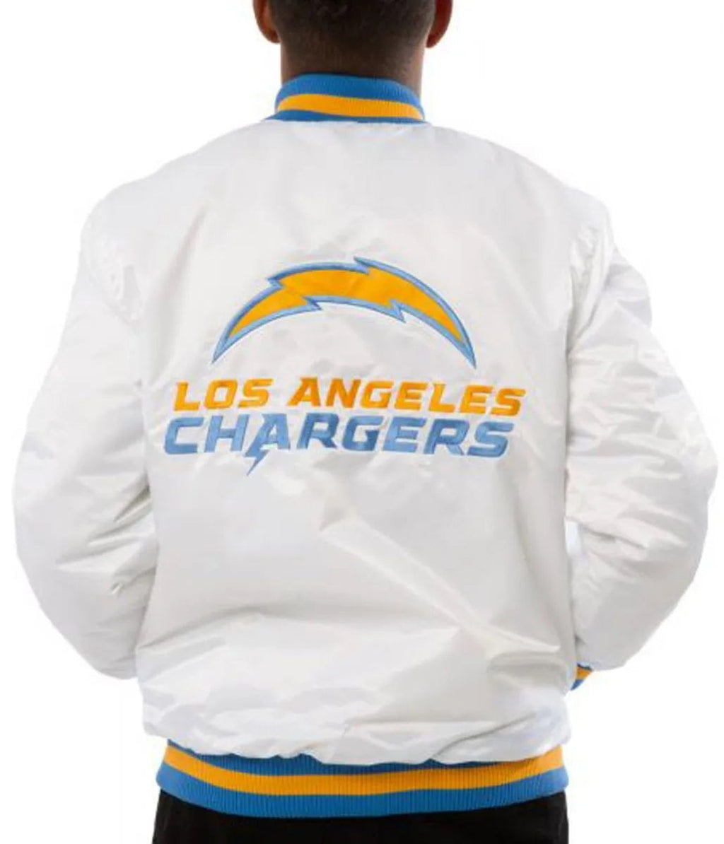 LA Chargers Bomber Blue And White Jacket USA Jackets