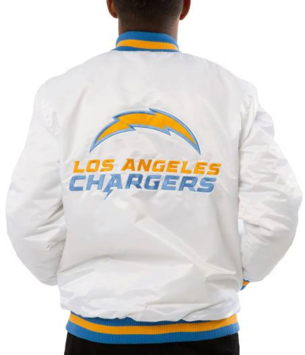 LA Chargers Bomber Blue And White Jacket USA Jackets