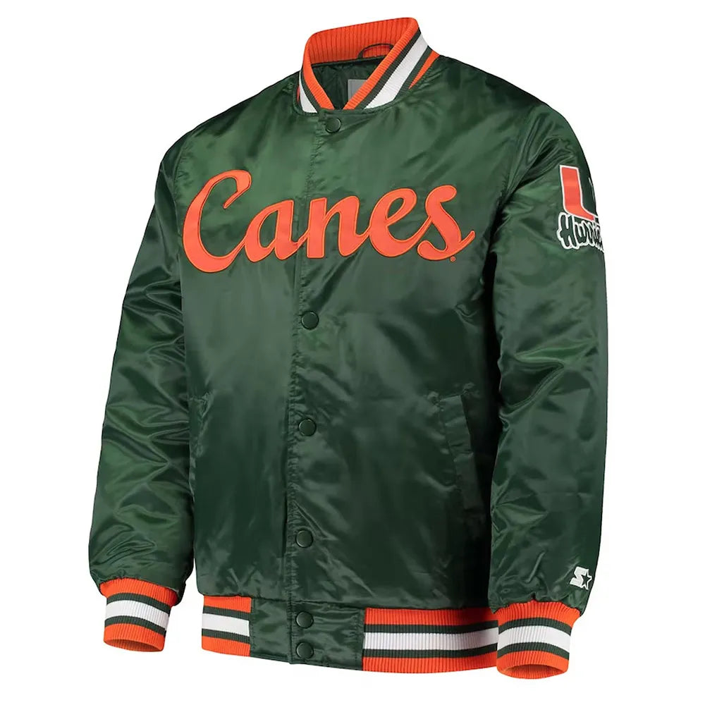 Miami Hurricanes OLine Green Satin Jacket