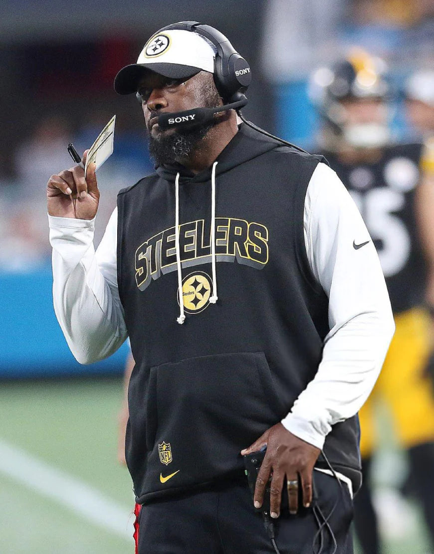 Mike Tomlin Pittsburgh Steelers Black Sideline Sleeveless Hoodie
