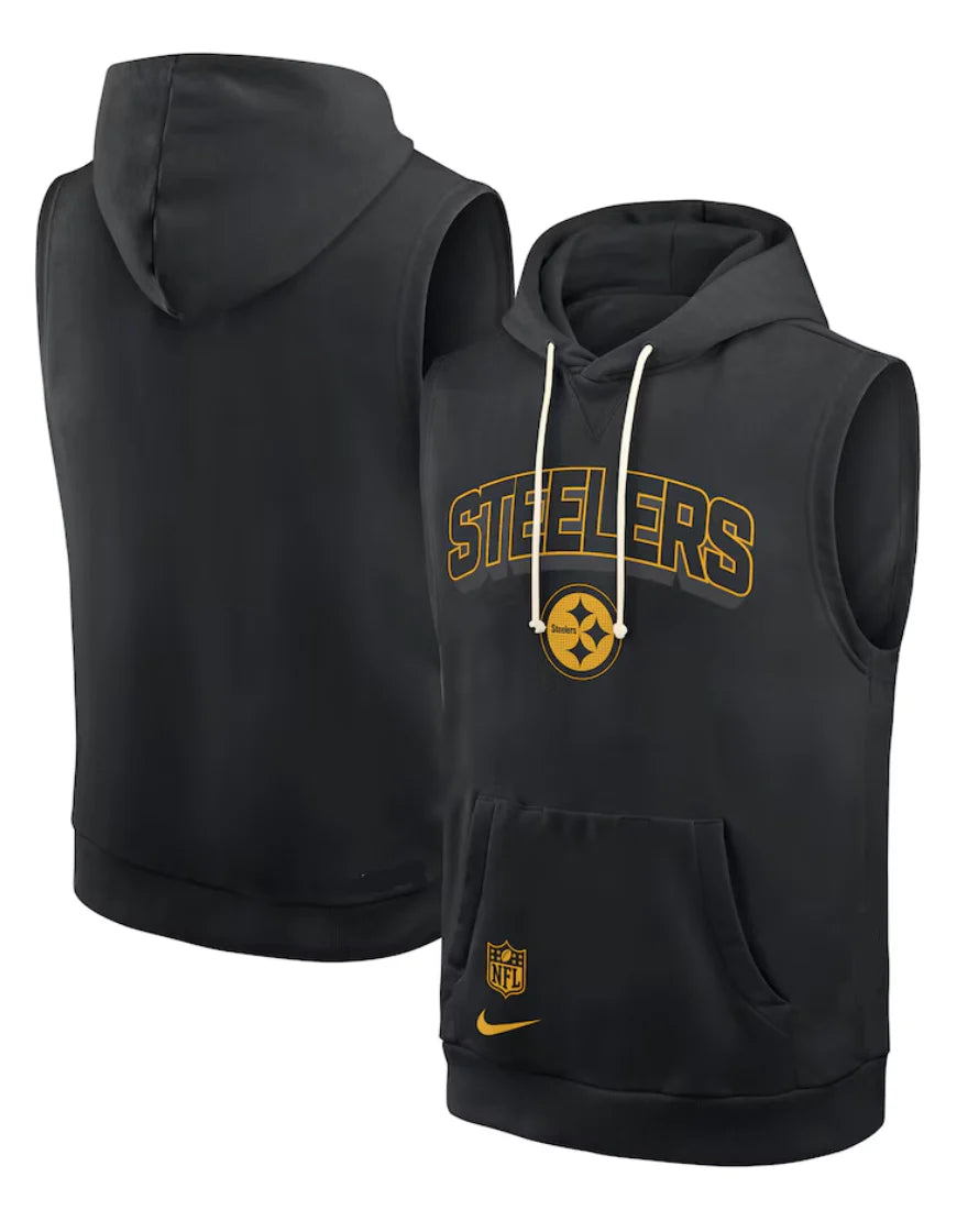 Mike Tomlin Pittsburgh Steelers Black Sideline Sleeveless Hoodie