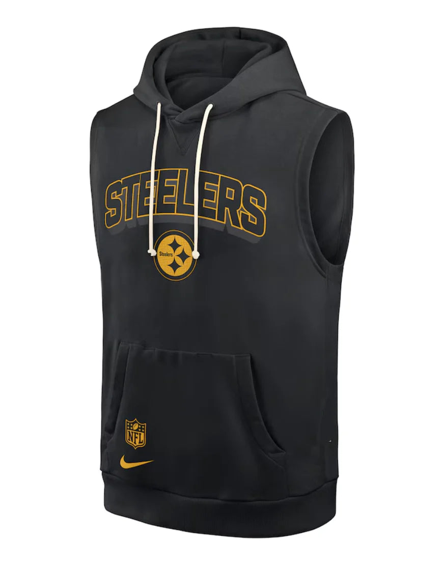Mike Tomlin Pittsburgh Steelers Black Sideline Sleeveless Hoodie