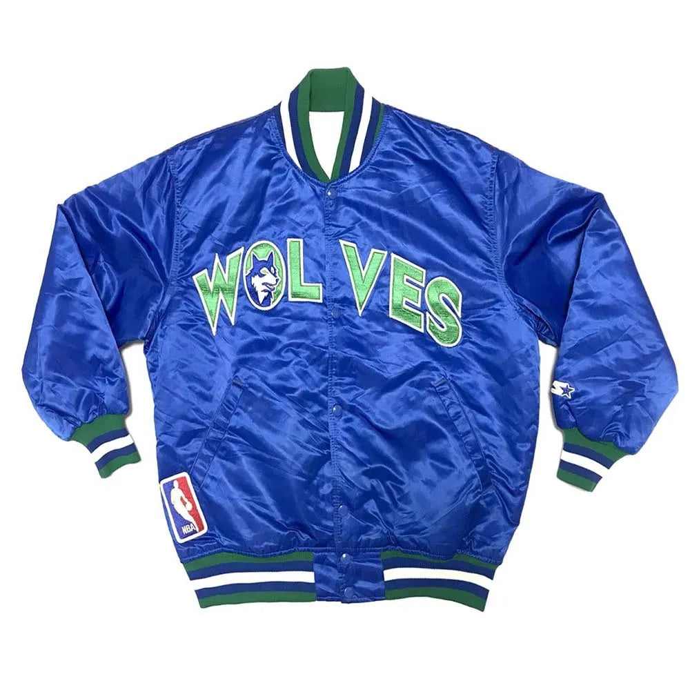 Minnesota Timberwolves 90’s Blue Satin Jacket