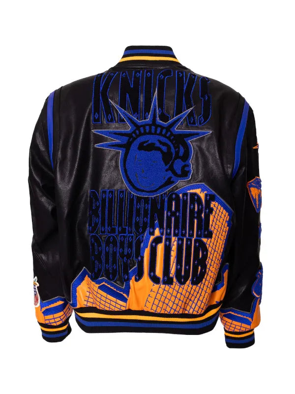 NY Knicks 2025 Billionaire Boys Club Leather Jacket