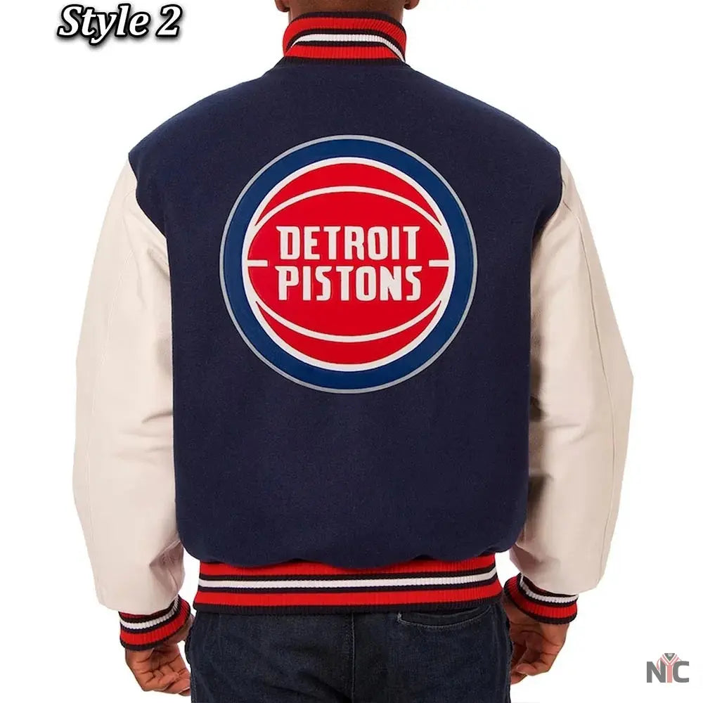 Navy White Detroit Pistons Varsity Jacket Clanton Jacket