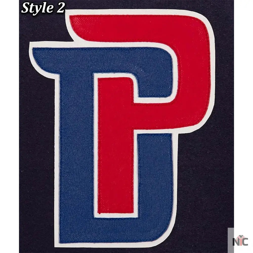 Navy White Detroit Pistons Varsity Jacket Clanton Jacket