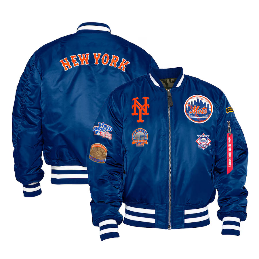 New York Mets New Era x Alpha Industries Reversible Full-Zip Bomber Jacket