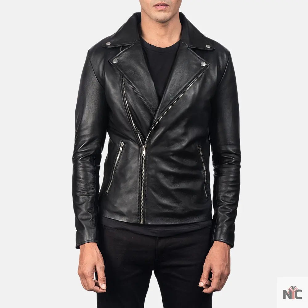 Noah Black Leather Biker Jacket Shopotiny