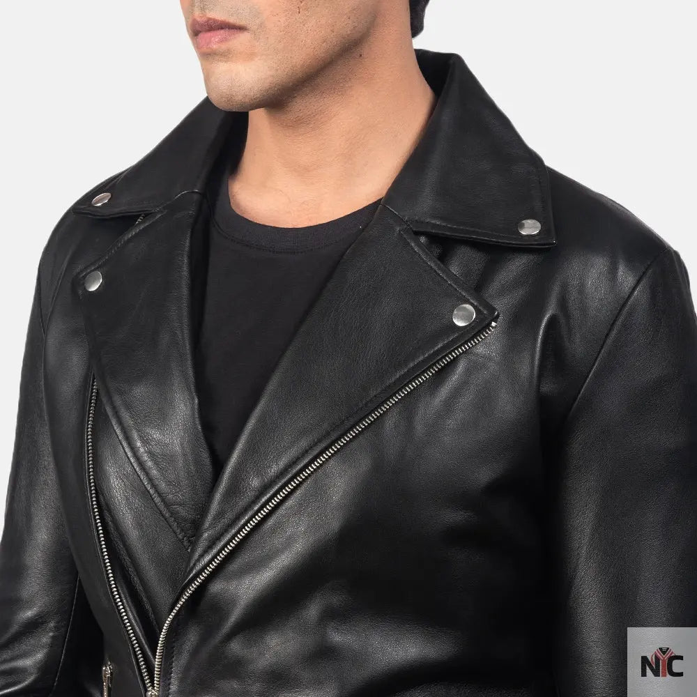 Noah Black Leather Biker Jacket Shopotiny