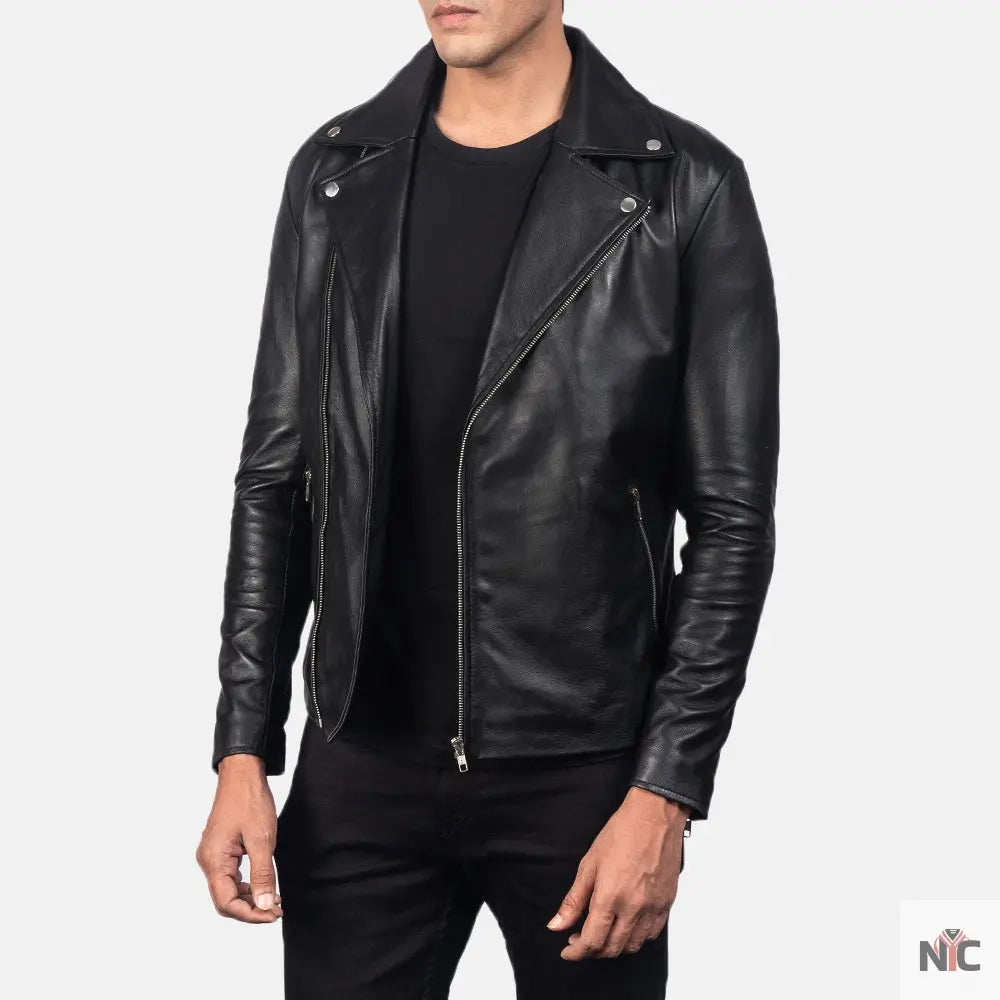 Noah Black Leather Biker Jacket Shopotiny