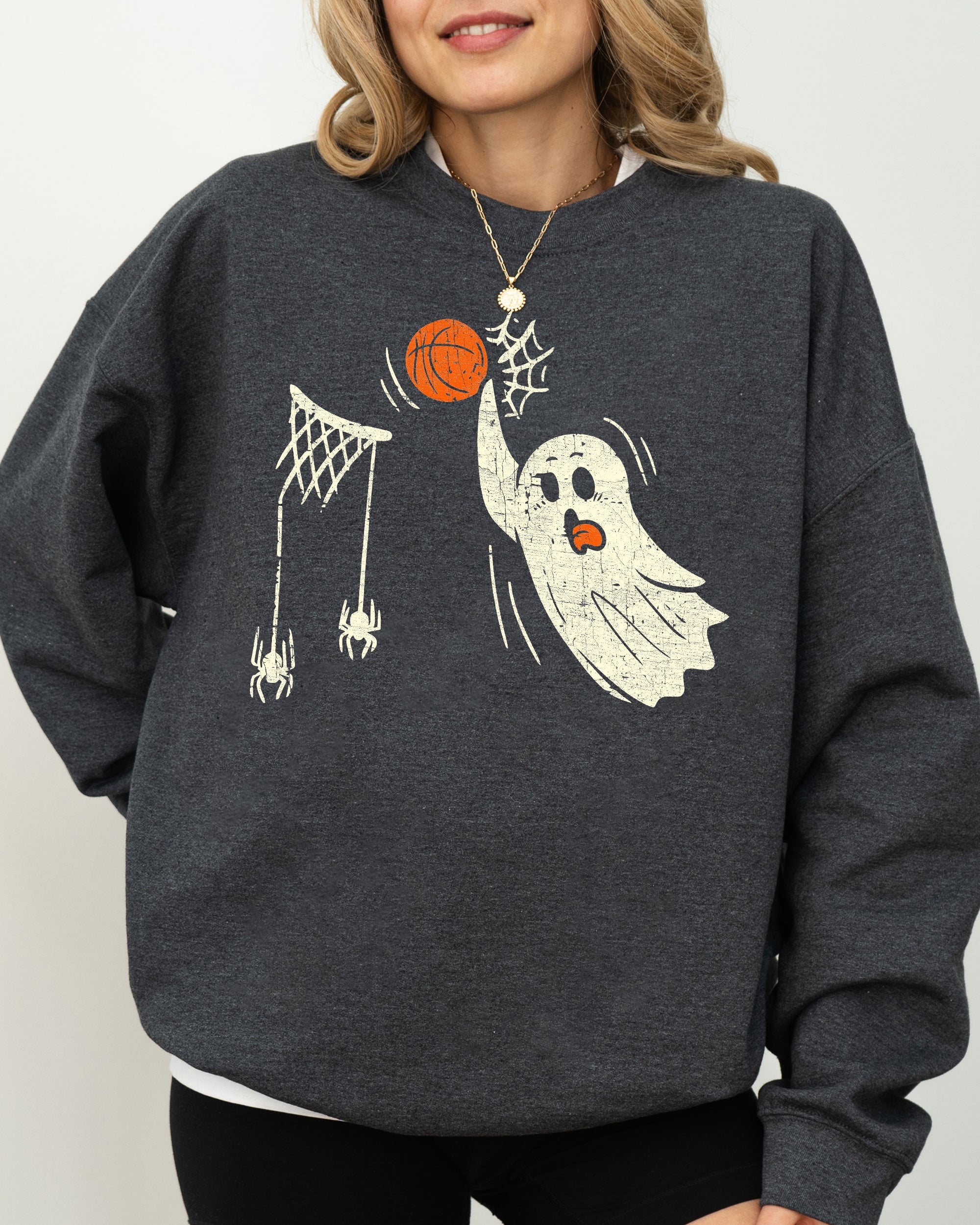 Basketball Ghost, Spooky, Skeleton, Funny, Witch, Aesthetic, Meme, Halloween, Costume Sweatshirt