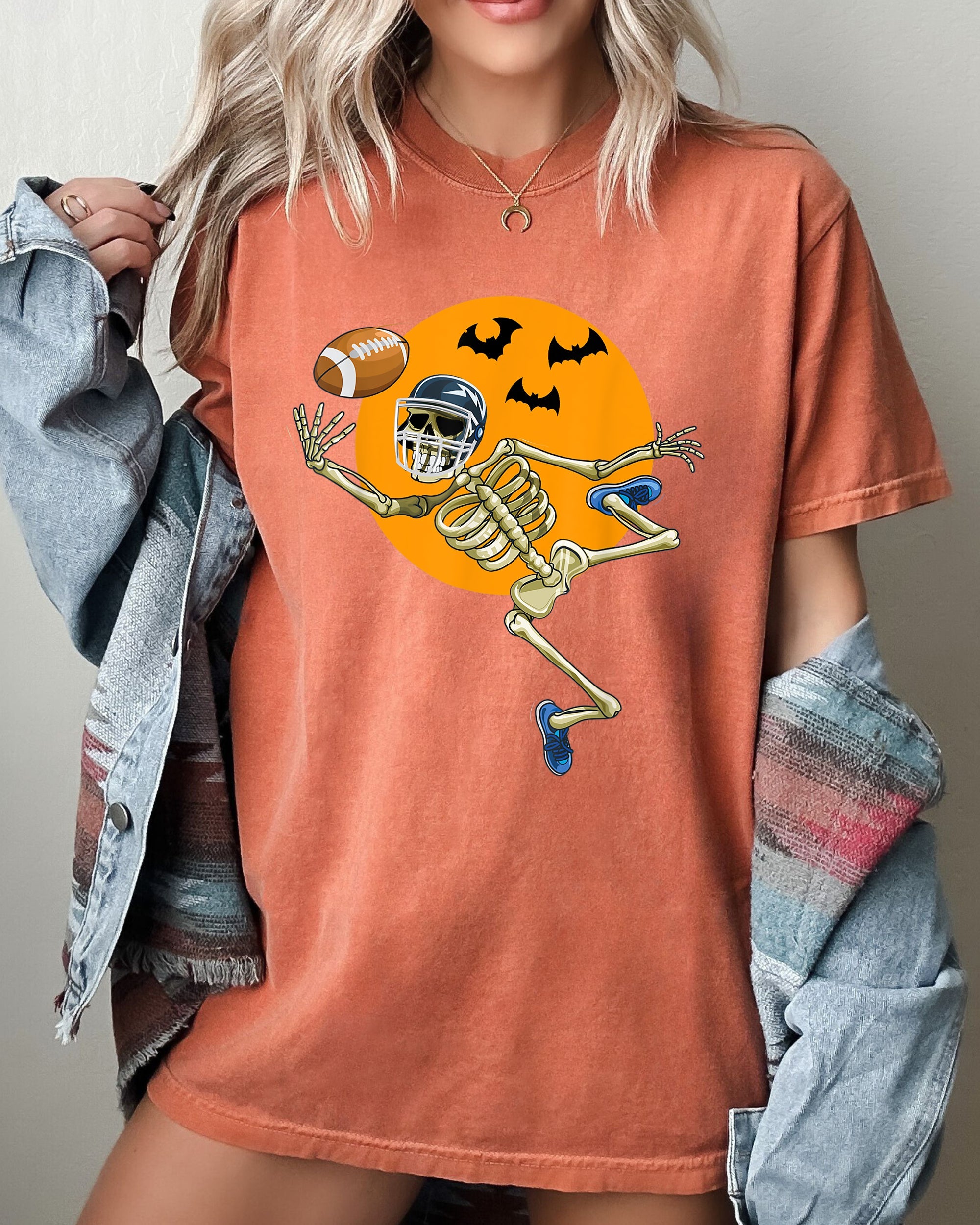 American Football, Skeleton, Spooky, Funny, Witch, Aesthetic, Meme, Halloween, Costume, Tshirt Comfort Colors T-Shirt