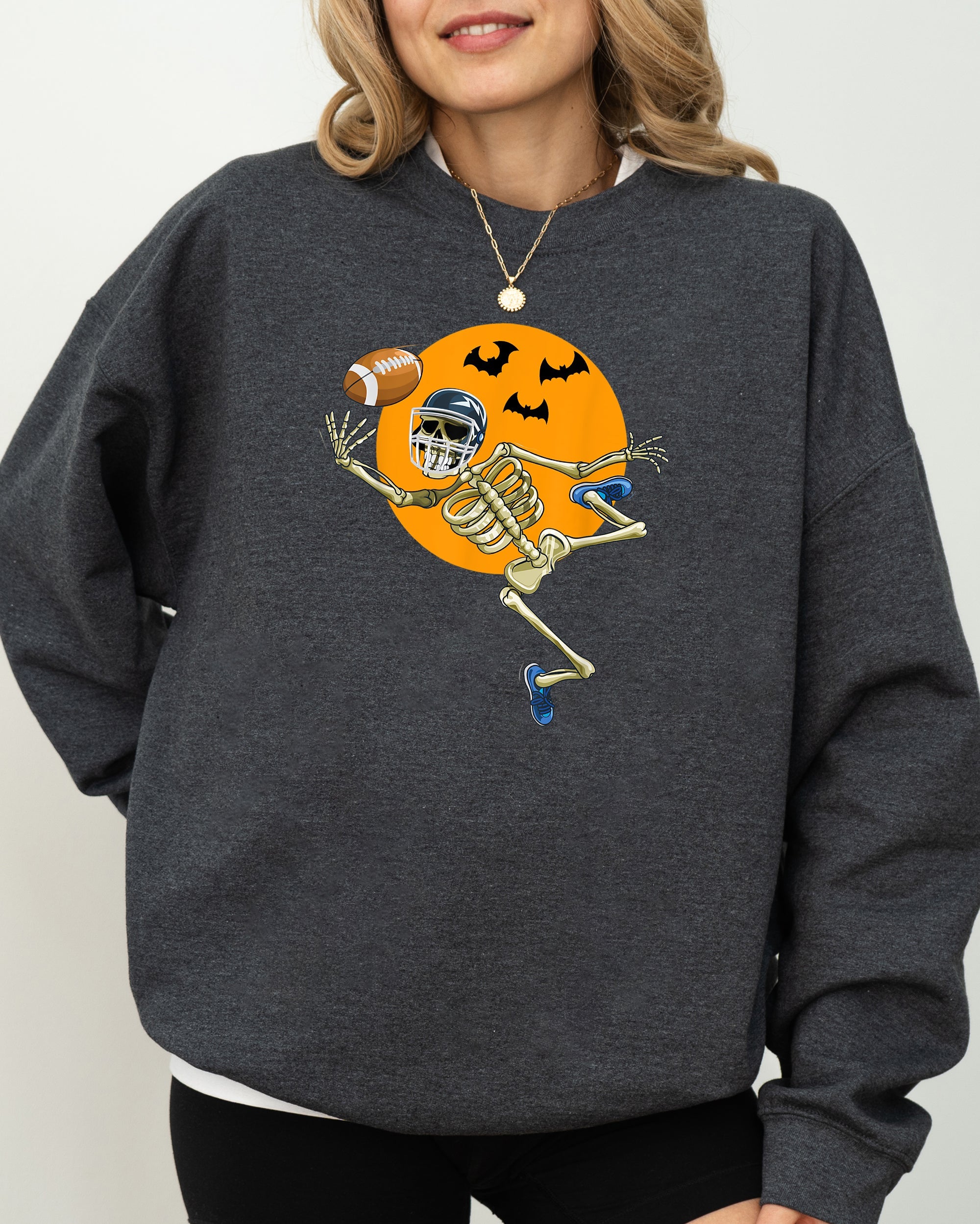 American Football, Skeleton, Spooky, Funny, Witch, Aesthetic, Meme, Halloween, Costume Sweatshirt
