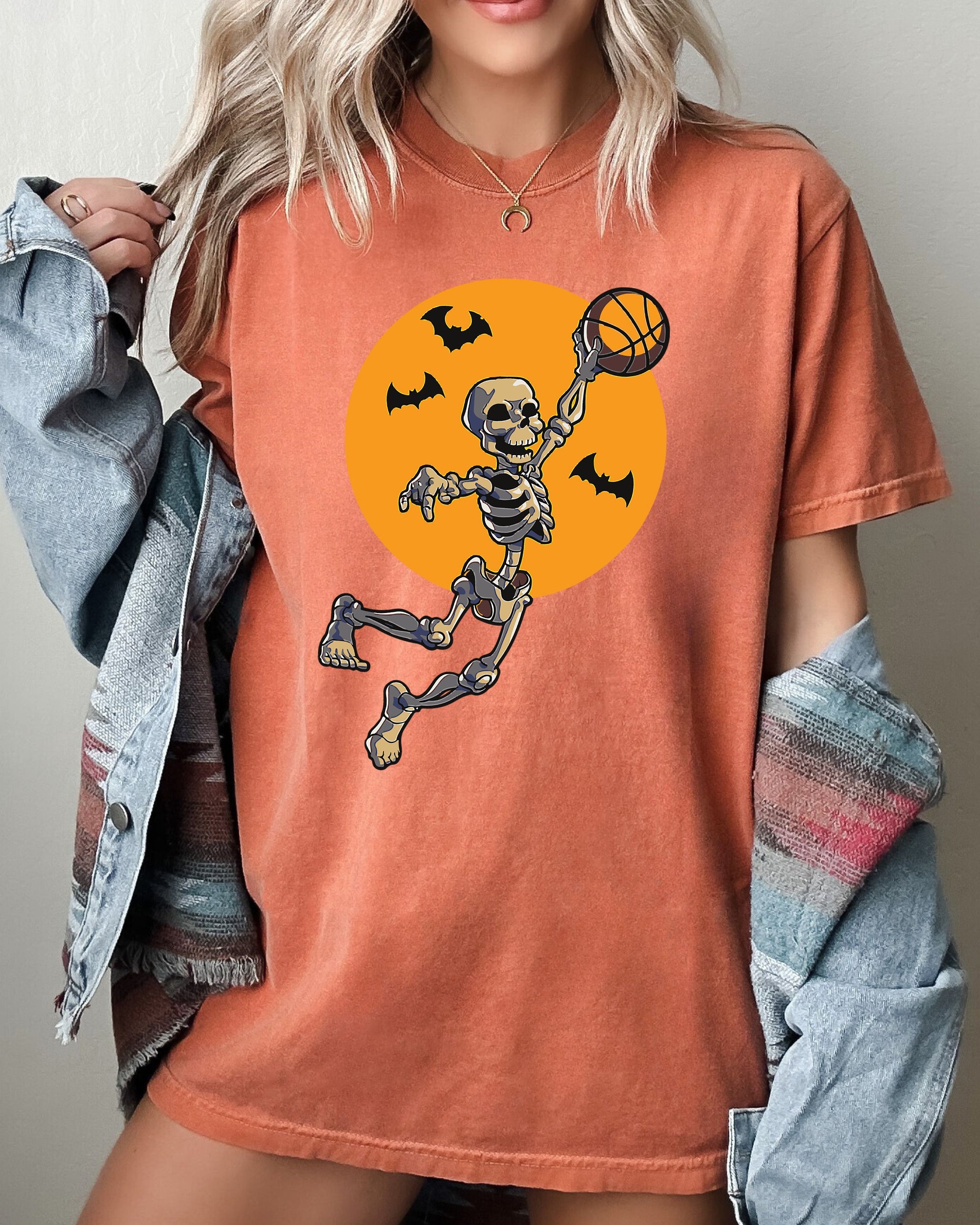 Basketball, Skeleton, Spooky, Funny, Witch, Aesthetic, Meme, Halloween, Costume, Tshirt Comfort Colors T-Shirt