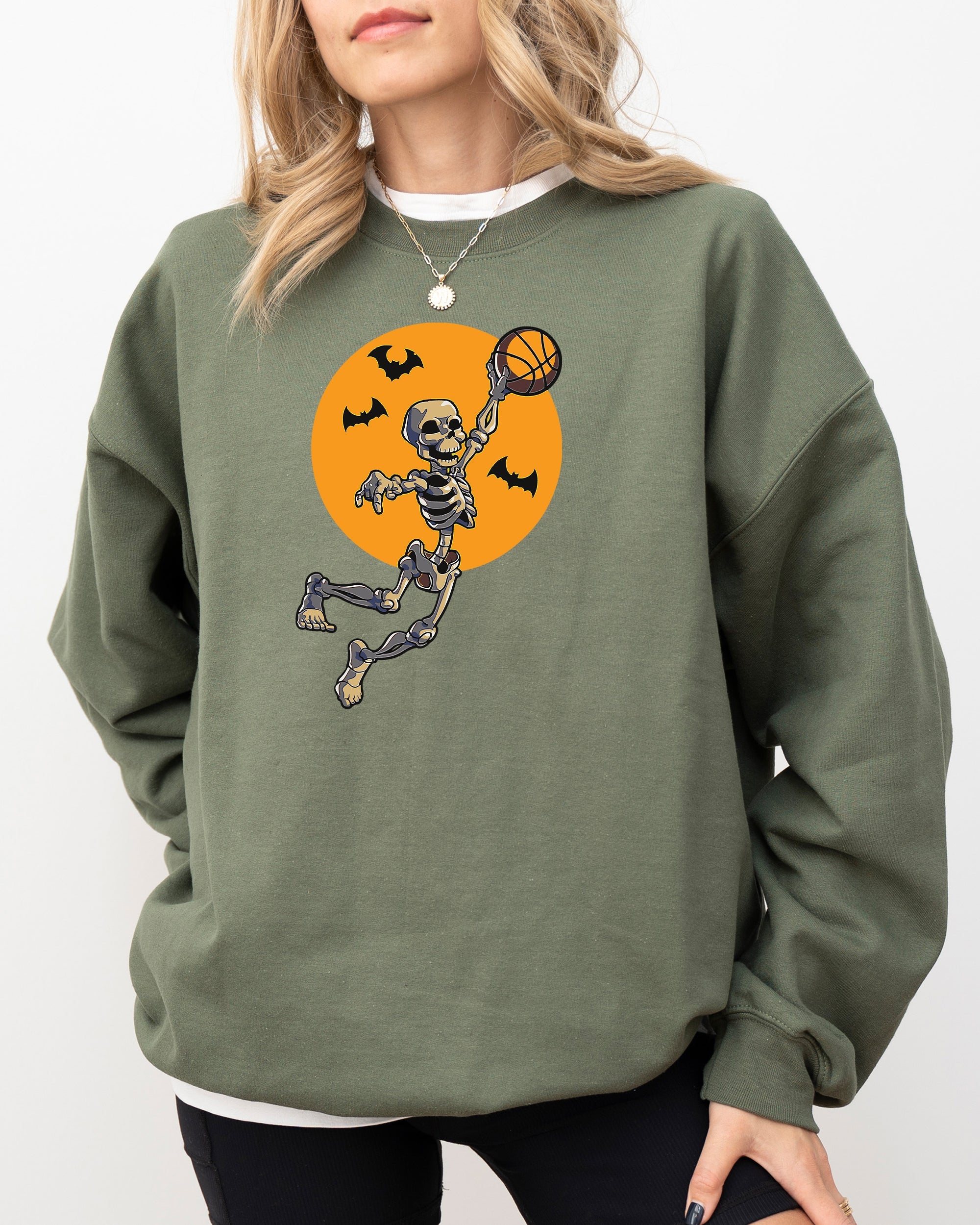 Basketball, Skeleton, Spooky, Funny, Witch, Aesthetic, Meme, Halloween, Costume Sweatshirt