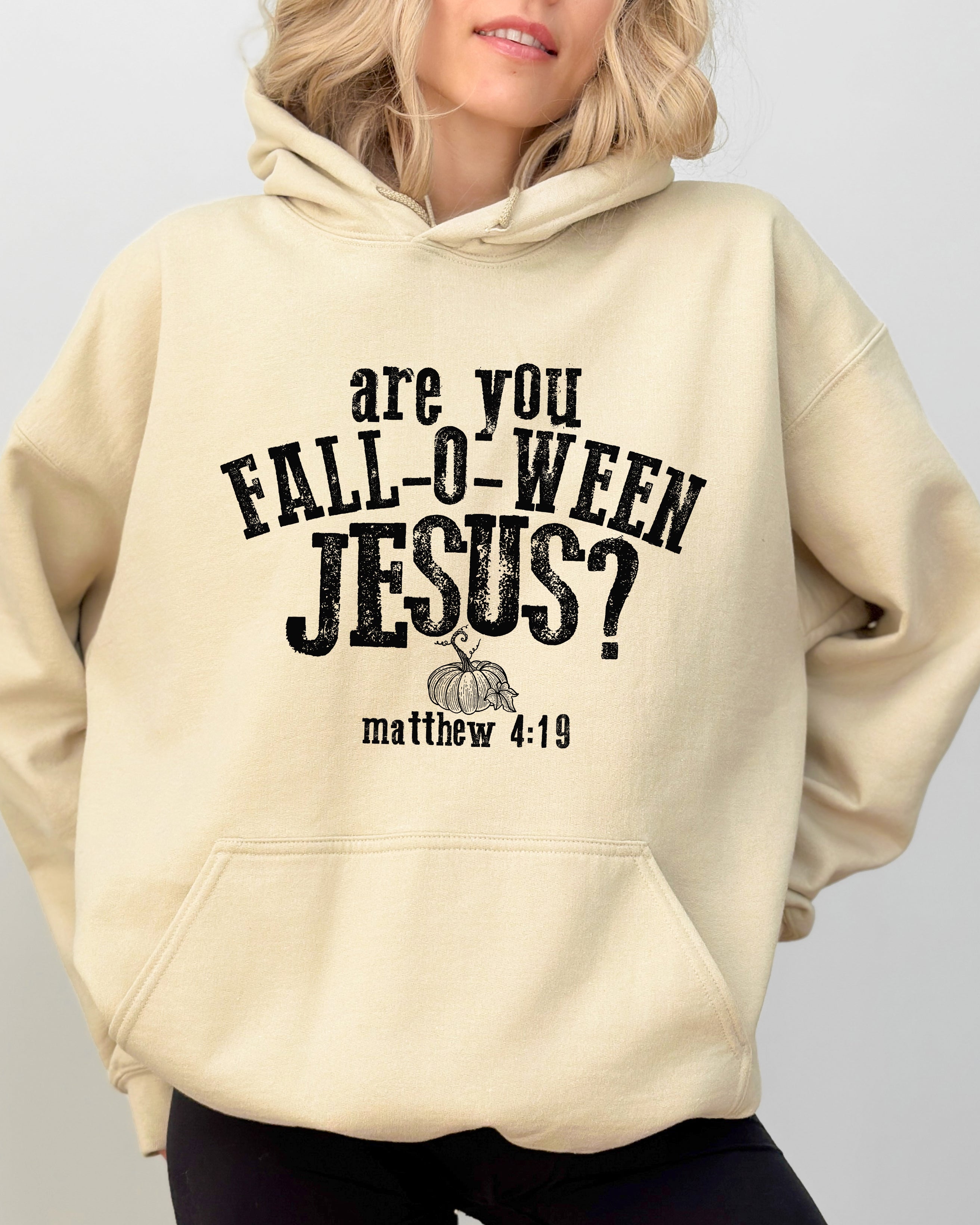 Are You Fall-O-Ween Jesus, Skeleton, Funny, Ghost, Spooky, Witch, Aesthetic, Meme, Halloween, Costume, Hoodie, Hooded Sweatshirt