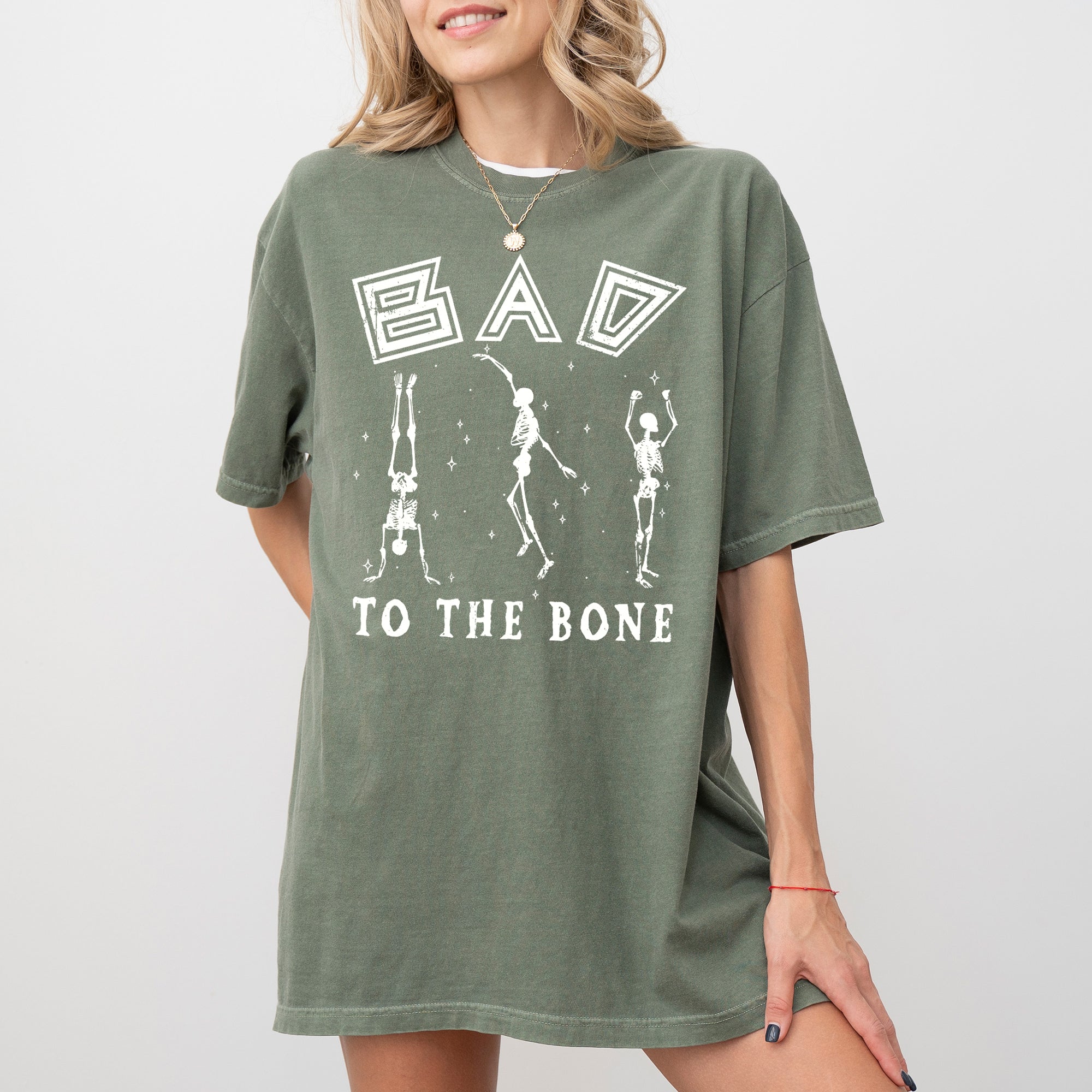 Bad To The Bone, Witch, Skeleton, Funny, Spooky, Aesthetic, Meme, Halloween, Costume, Tshirt Comfort Colors T-Shirt