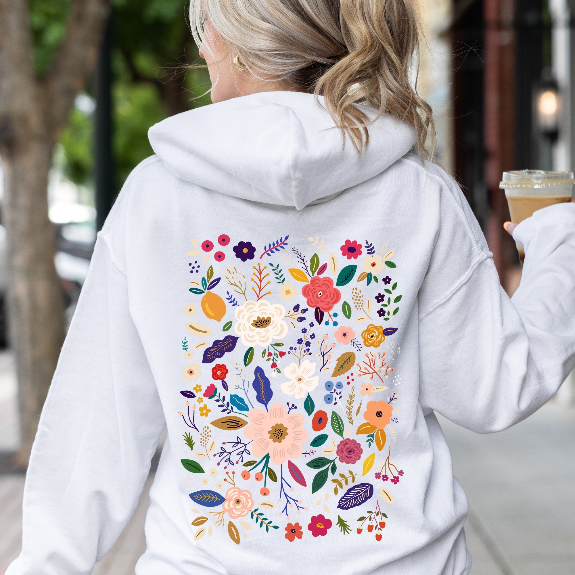 Bloom Brilliance Color-Infused Floral Print Hoodie