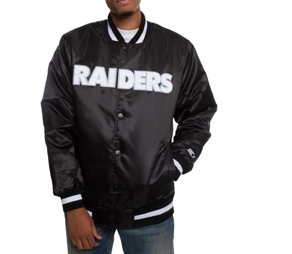 Oakland Raiders Satin Black and White Jacket USA Jackets