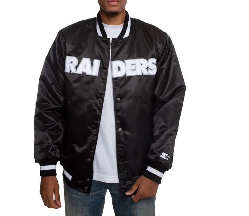 Oakland Raiders Satin Black and White Jacket USA Jackets