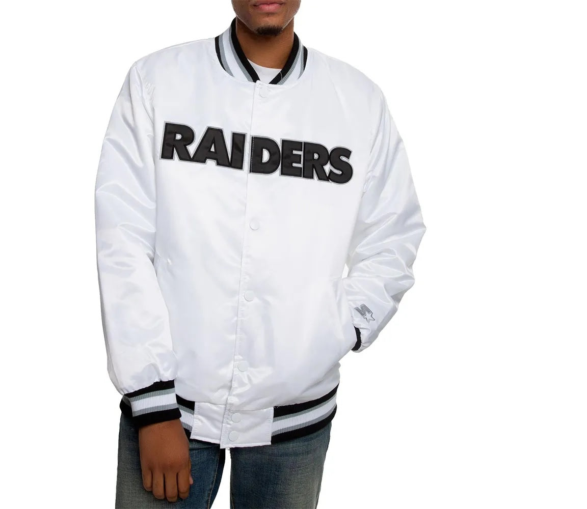 Oakland Raiders Satin Black and White Jacket USA Jackets