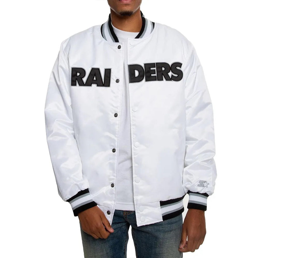 Oakland Raiders Satin Black and White Jacket USA Jackets