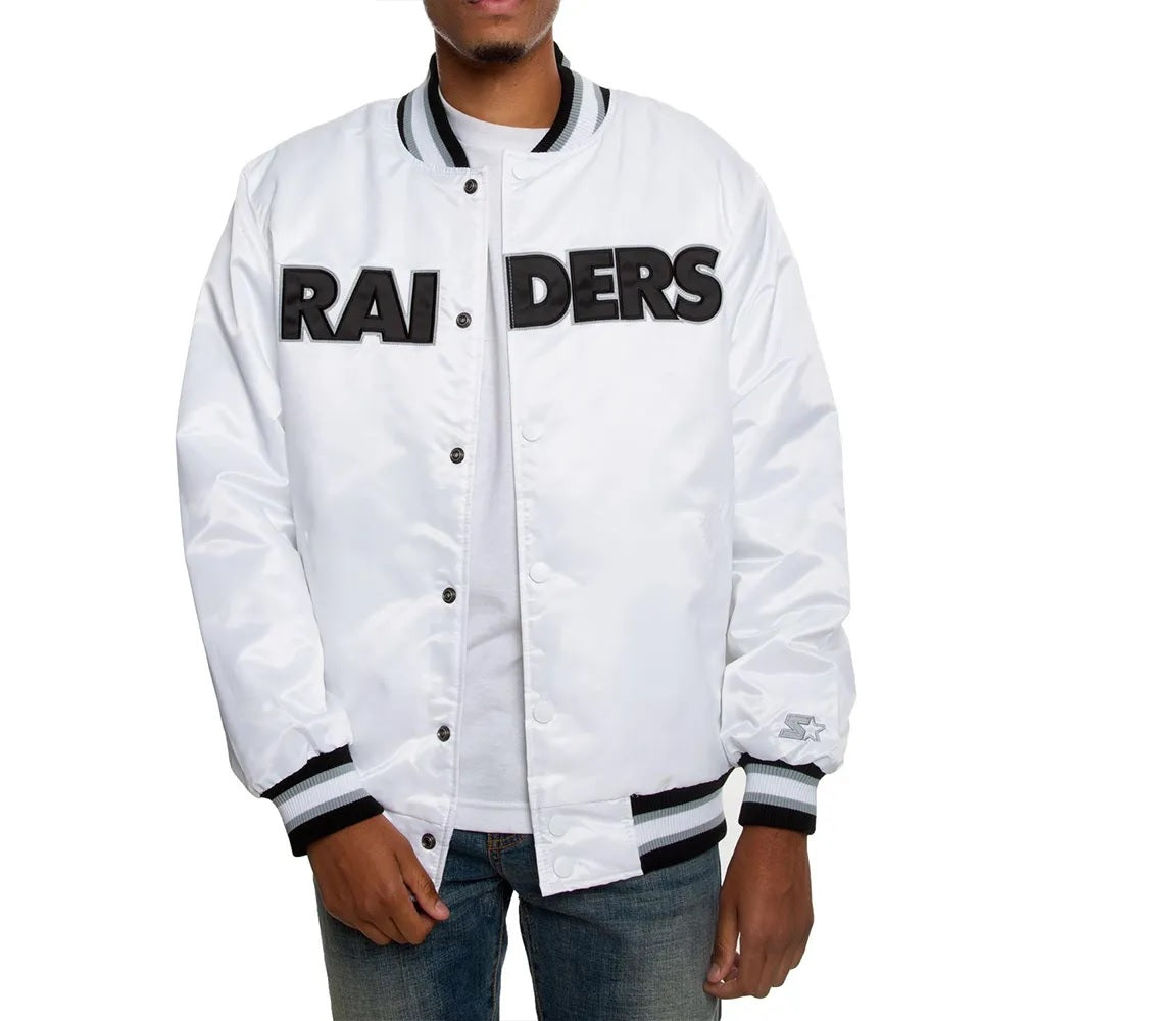 Oakland Raiders Satin Black and White Jacket USA Jackets