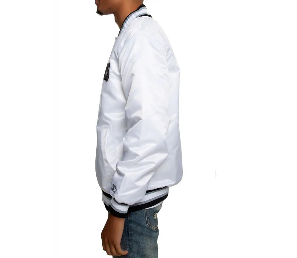Oakland Raiders Satin Black and White Jacket USA Jackets