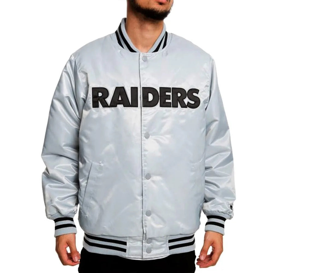 Oakland Raiders Satin Black and White Jacket USA Jackets