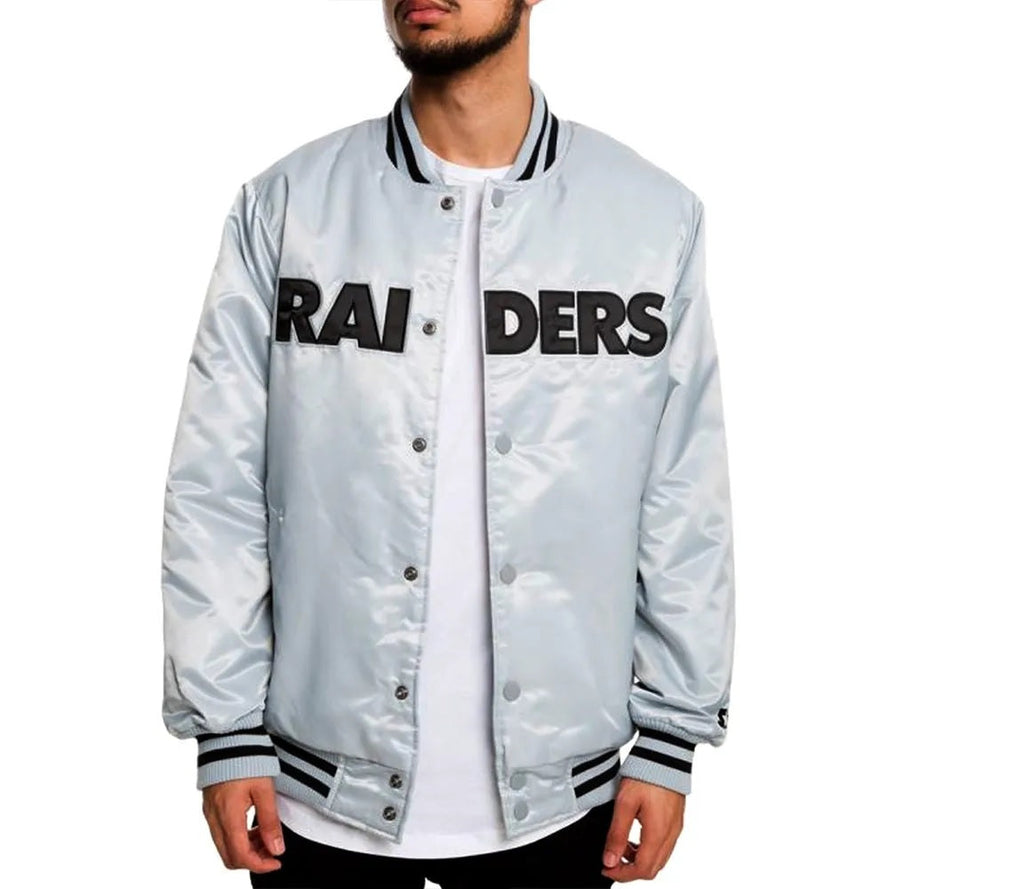Oakland Raiders Satin Black and White Jacket USA Jackets
