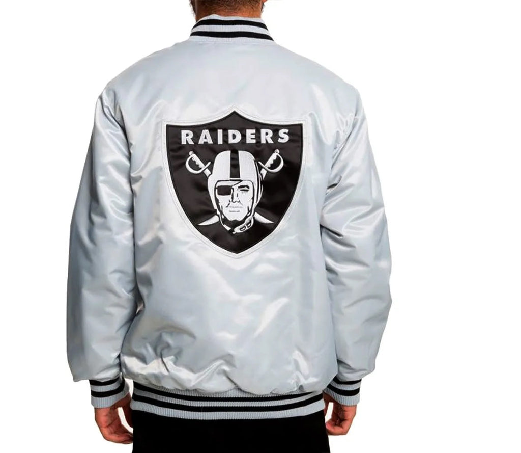 Oakland Raiders Satin Black and White Jacket USA Jackets