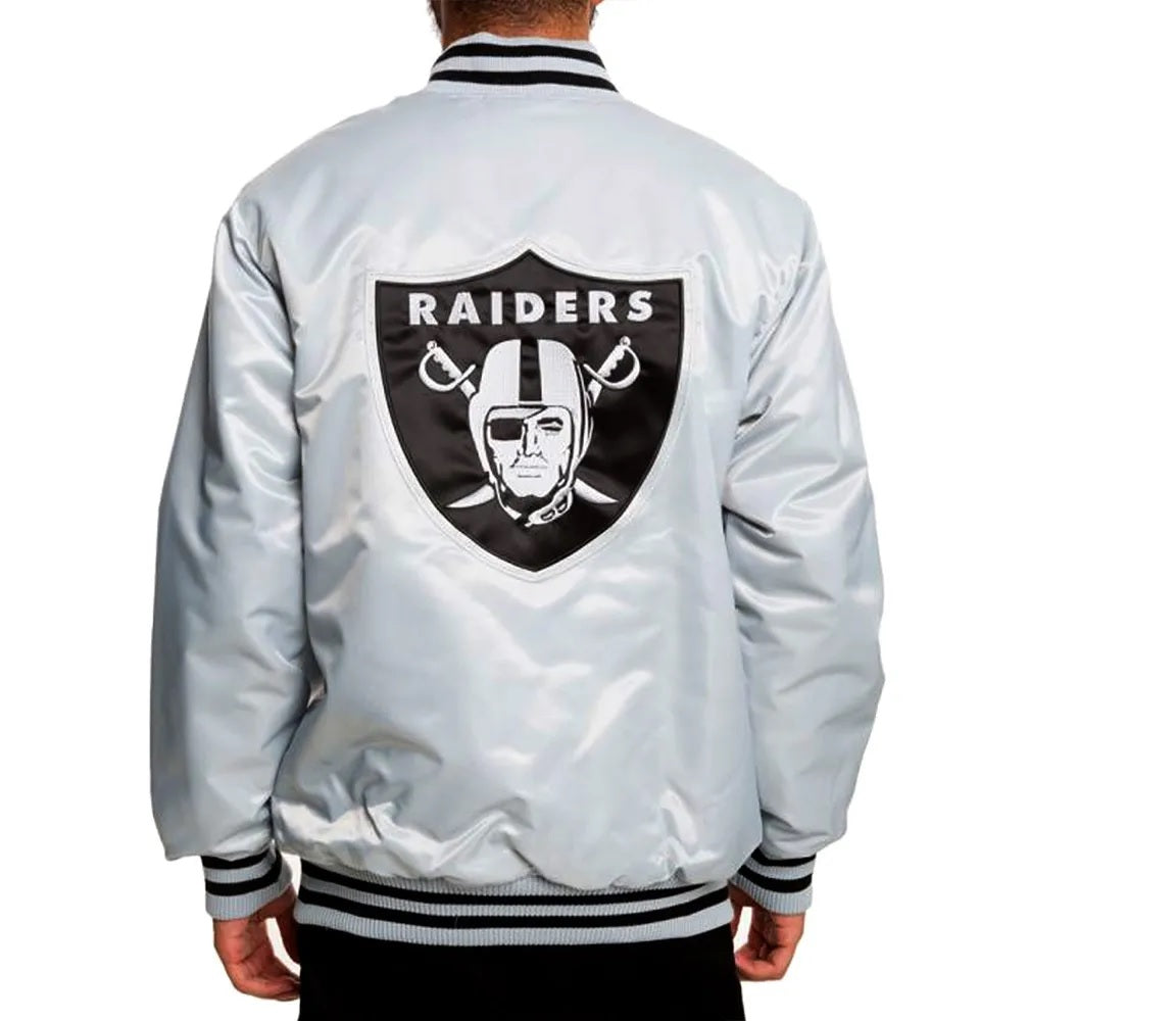 Oakland Raiders Satin Black and White Jacket USA Jackets